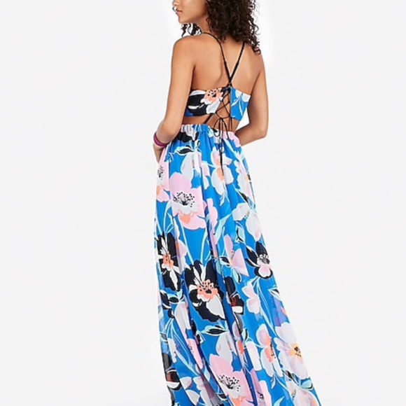 Strappy Lace-Up Cut-Out Maxi Dress NEW printed - Picture 2 of 2